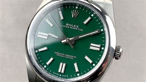 rolex oyster groen|rolex watch with green face.